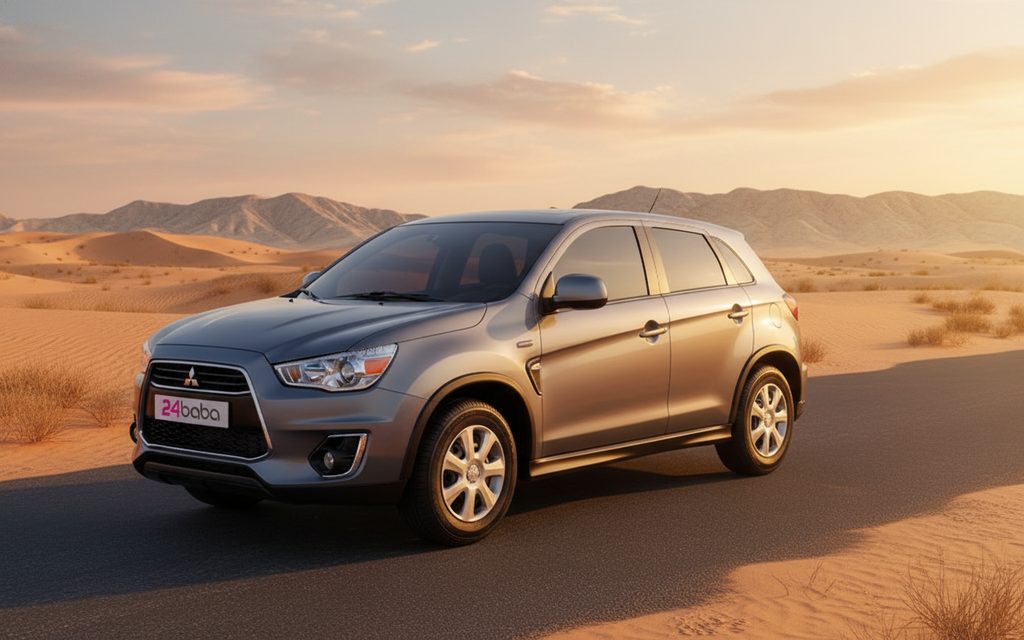 Mitsubishi Asx 2024 Grey front view with headlights – rental in Dubai