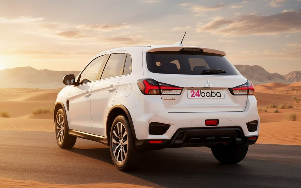 Mitsubishi Asx 2022 White rear view showing taillights – rental in Dubai