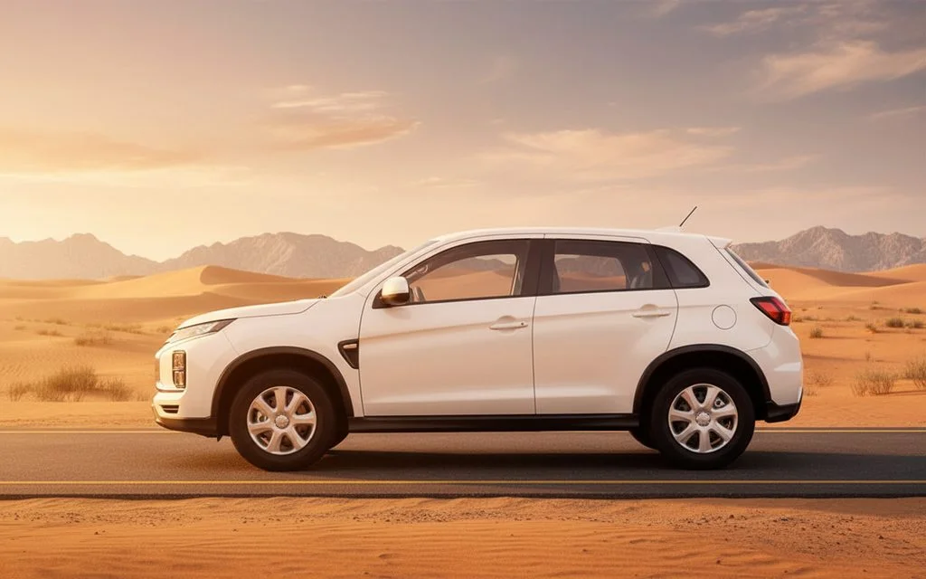 Mitsubishi Asx 2022 White side profile – rental in Dubai