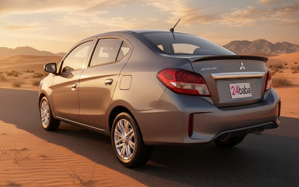 Mitsubishi Attrage 2022 Grey rear view showing taillights – rental in Dubai