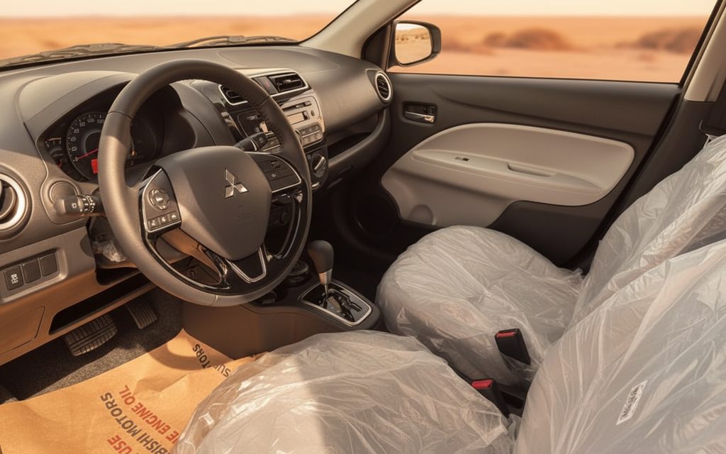Mitsubishi Attrage 2022 interior view showing trim – rental in Dubai