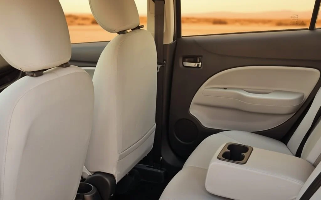 Mitsubishi Attrage 2023 leather seats and cabin – rental in Dubai
