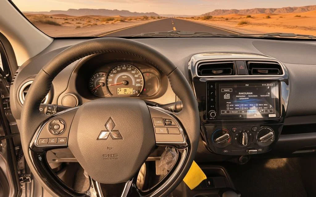 Mitsubishi Attrage 2023 interior view showing trim – rental in Dubai