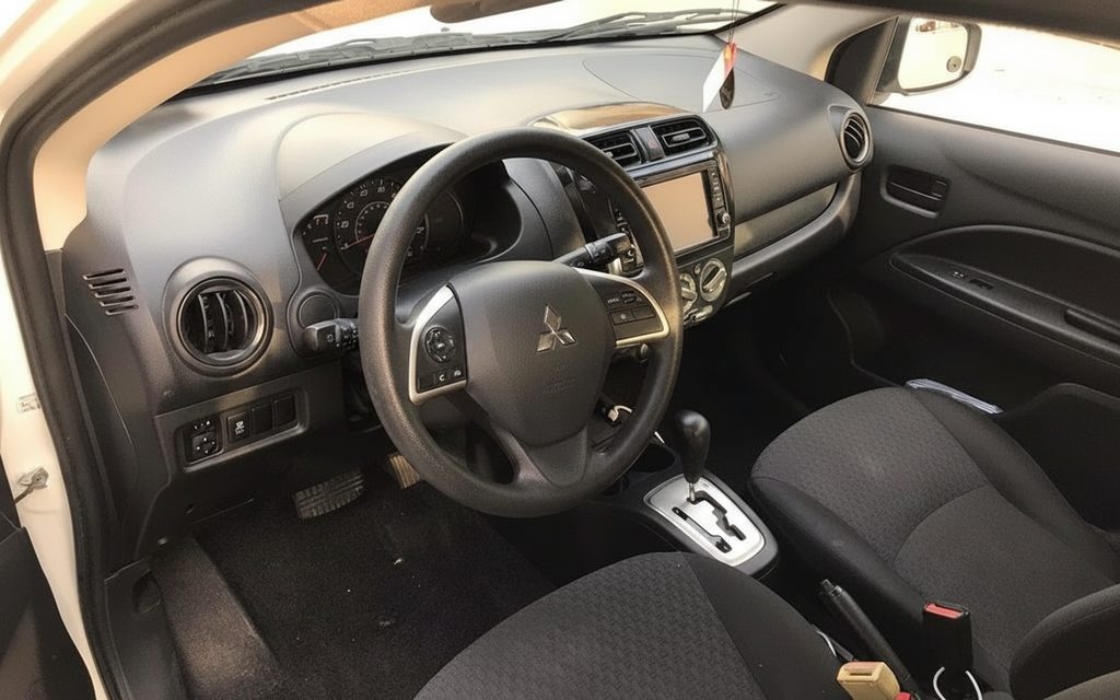 Mitsubishi Mirage 2025 interior view showing trim – rental in Dubai