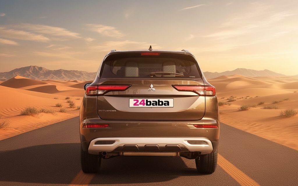 Mitsubishi Outlander 2024 Brown rear view showing taillights – rental in Dubai
