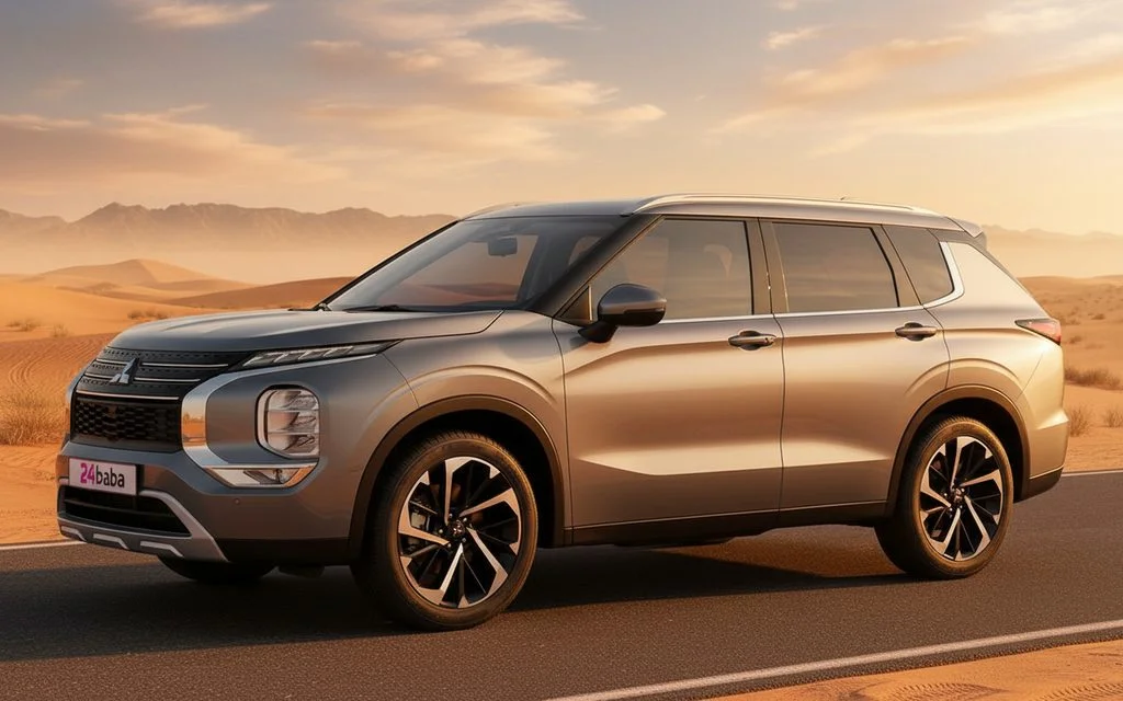 Mitsubishi Outlander 2024 Silver side profile – rental in Dubai