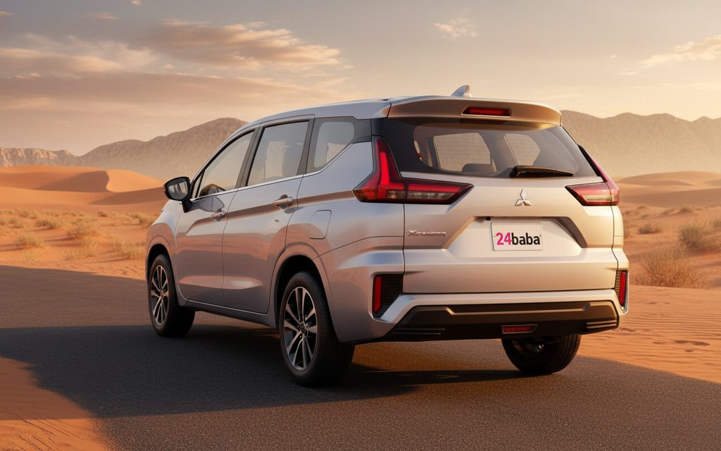 Mitsubishi Xpander 2024 Silver rear view showing taillights – rental in Dubai