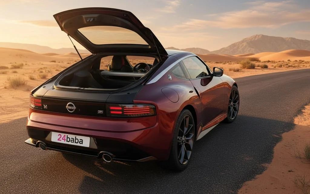 Nissan 370Z 2023 Red rear view showing taillights – rental in Dubai