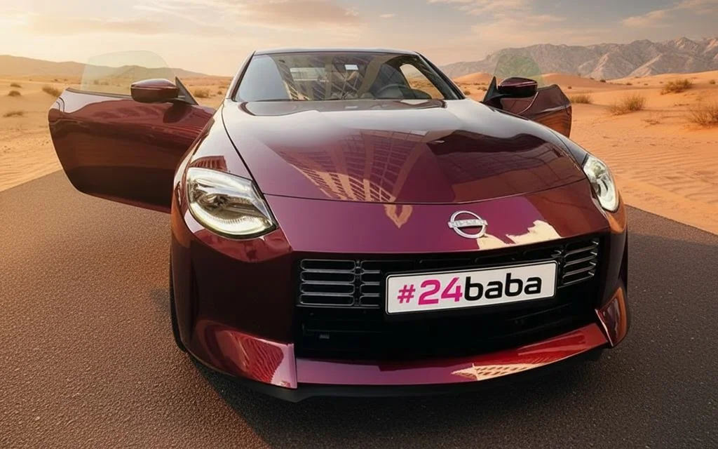 Nissan 370Z 2023 Red front view with headlights – rental in Dubai