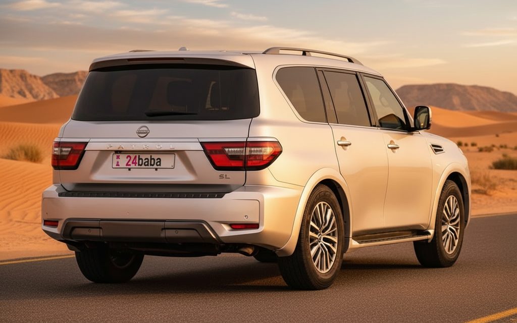 Nissan Armada 2023 White rear view showing taillights – rental in Dubai