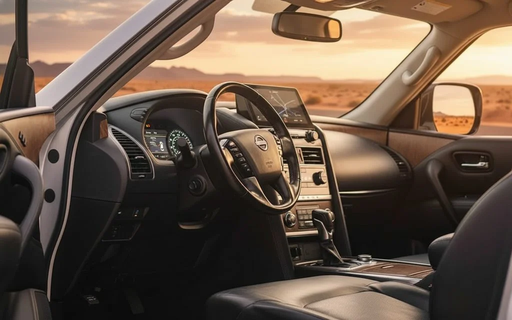 Nissan Armada 2023 interior view showing trim – rental in Dubai