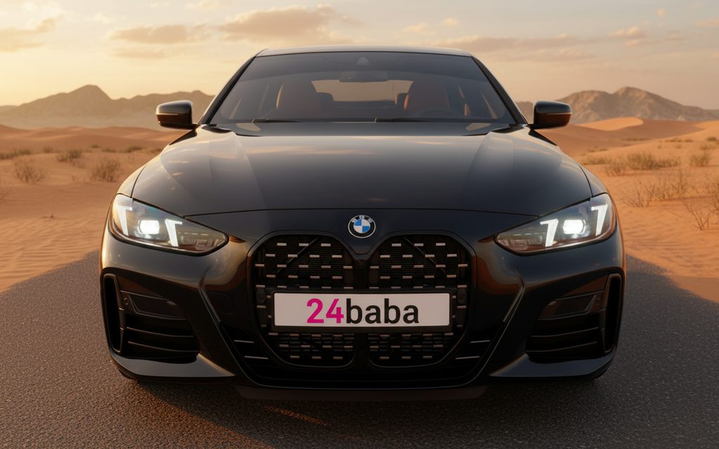 Bmw 420 2025 Black front view with headlights