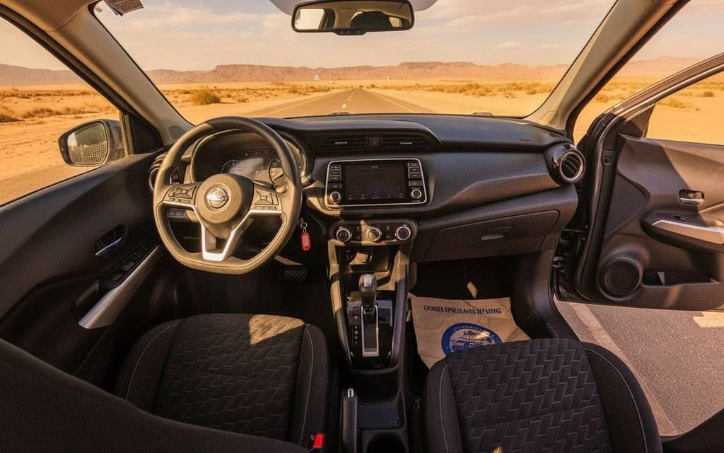 Nissan Kicks 2023 interior view showing trim – rental in Dubai