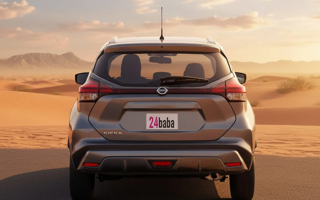 Nissan Kicks 2023 Grey rear view showing taillights – rental in Dubai