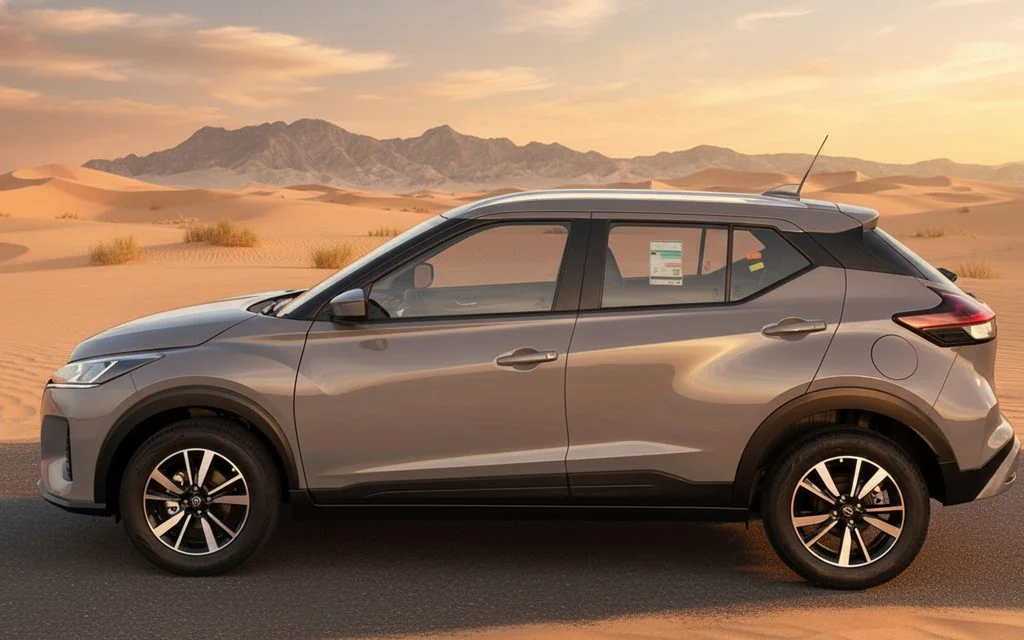 Nissan Kicks 2024 Grey side profile – rental in Dubai