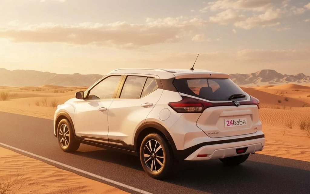 Nissan Kicks 2022 White rear view showing taillights – rental in Dubai