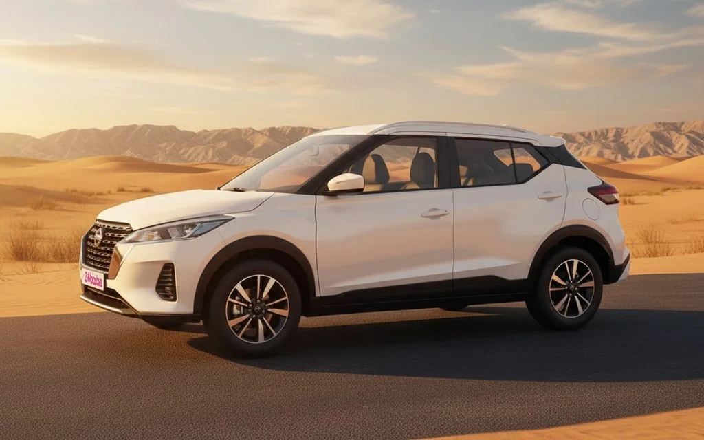 Nissan Kicks 2024 White side profile – rental in Dubai
