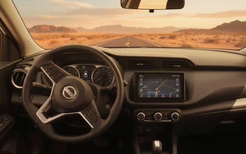 Nissan Kicks 2024 interior view showing trim – rental in Dubai