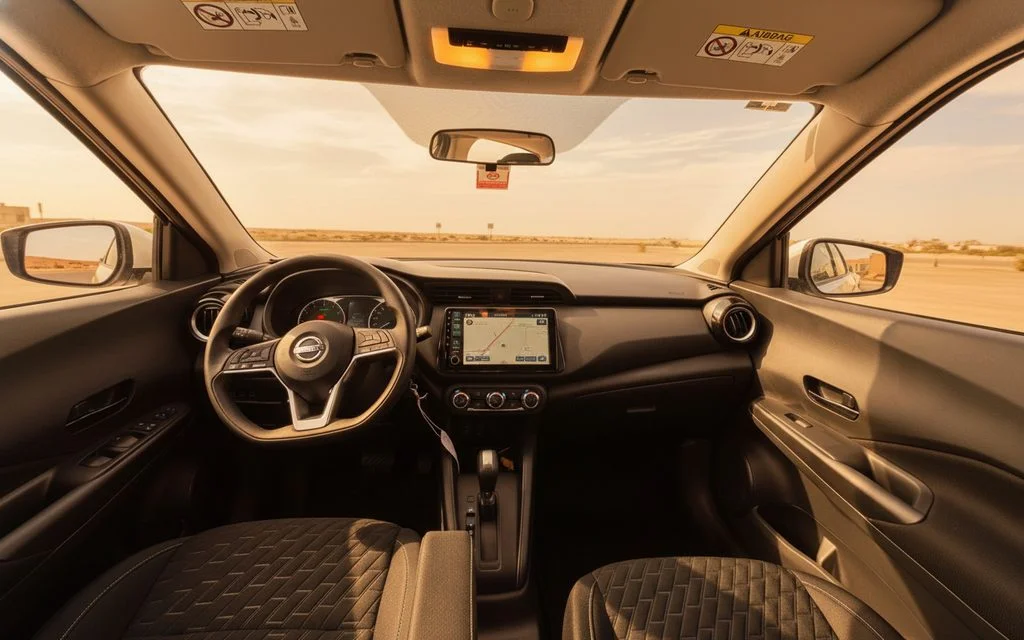 Nissan Kicks 2024 interior view showing trim – rental in Dubai