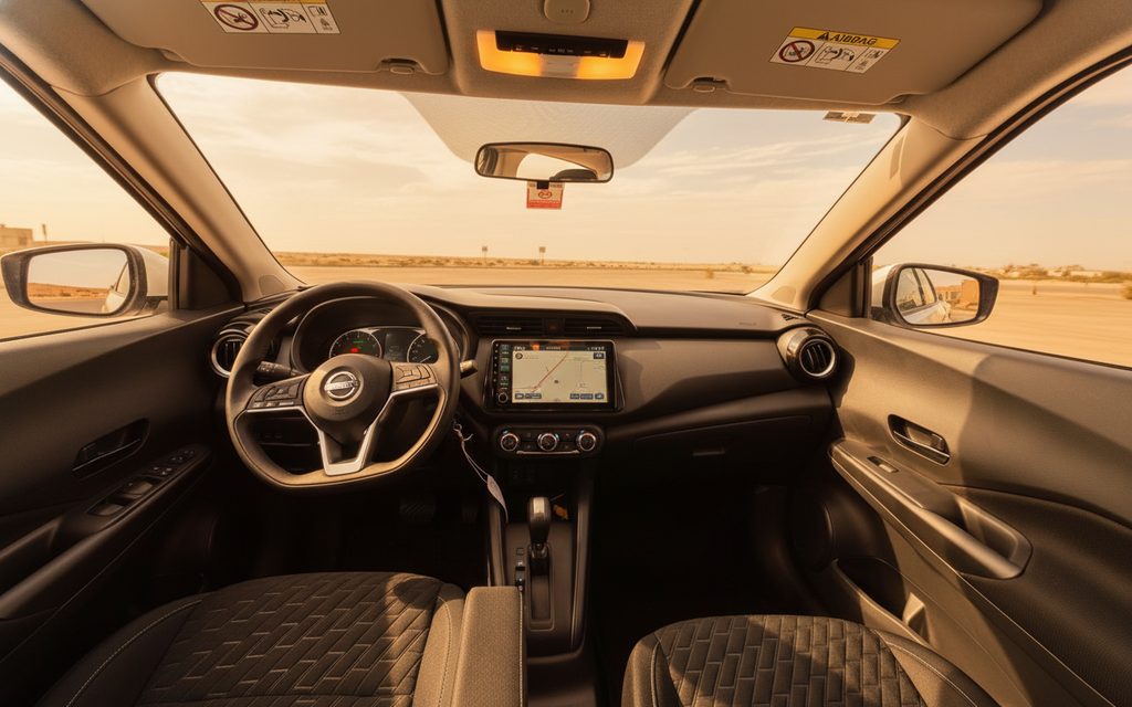 Nissan Kicks 2024 interior view showing trim – rental in Dubai