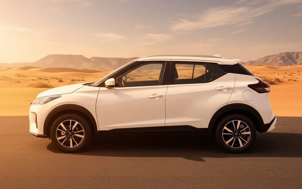Nissan Kicks 2024 White side profile – rental in Dubai