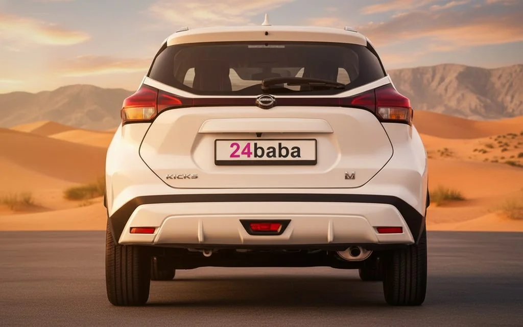 Nissan Kicks 2024 White rear view showing taillights – rental in Dubai