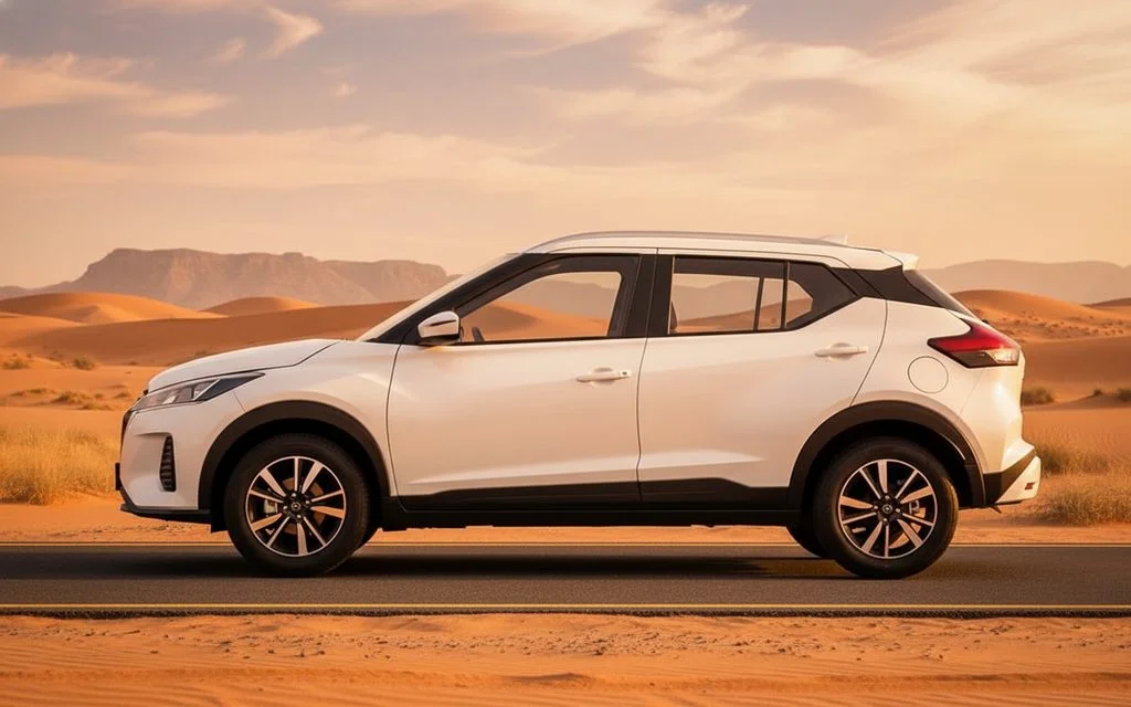 Nissan Kicks 2024 White side profile – rental in Dubai