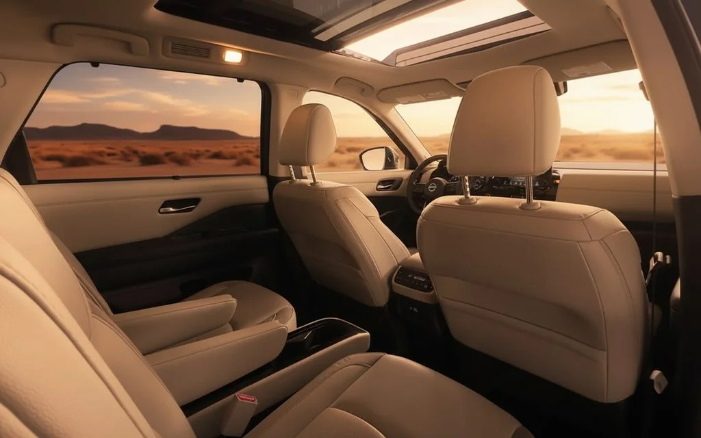 Nissan Pathfinder 2023 leather seats and cabin – rental in Dubai