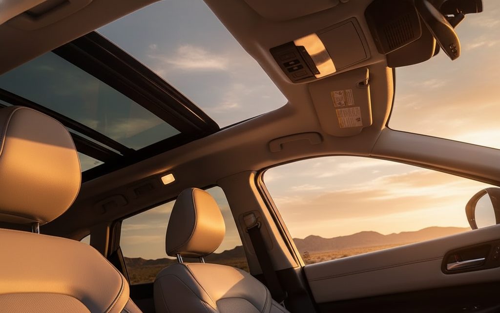 Nissan Pathfinder 2023 interior view showing trim – rental in Dubai