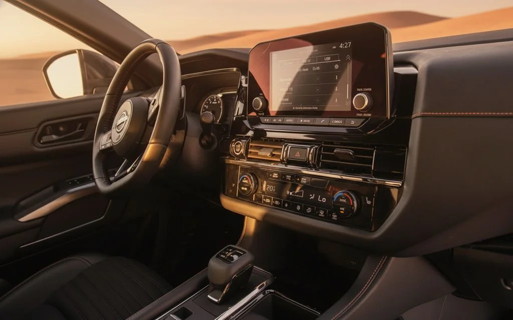 Nissan Pathfinder 2024 interior view showing trim – rental in Dubai