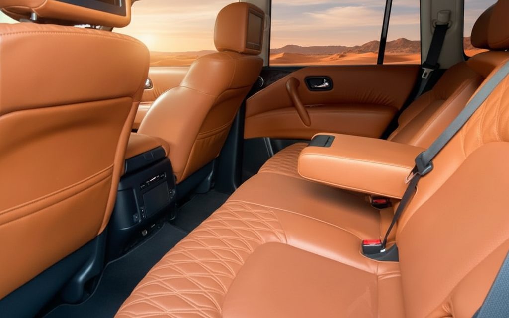 Nissan Patrol 2021 leather seats and cabin – rental in Dubai