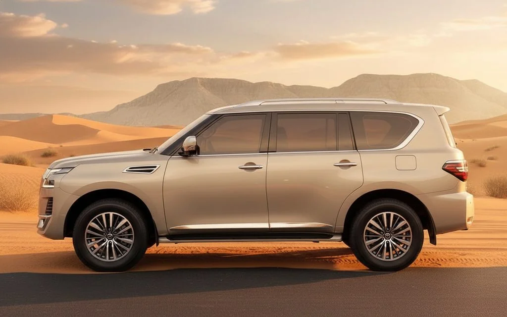 Nissan Patrol 2021 Beige side profile – rental in Dubai