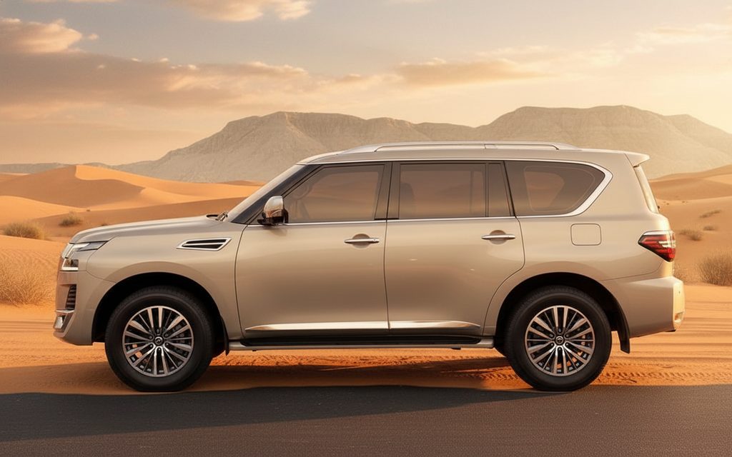 Nissan Patrol 2021 Beige side profile – rental in Dubai