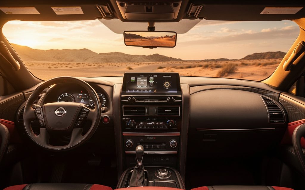 Nissan Patrol 2022 interior view showing trim – rental in Dubai
