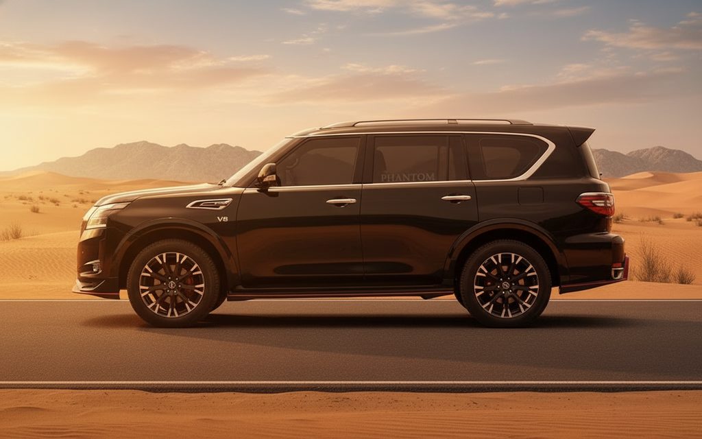 Nissan Patrol 2022 Black side profile – rental in Dubai