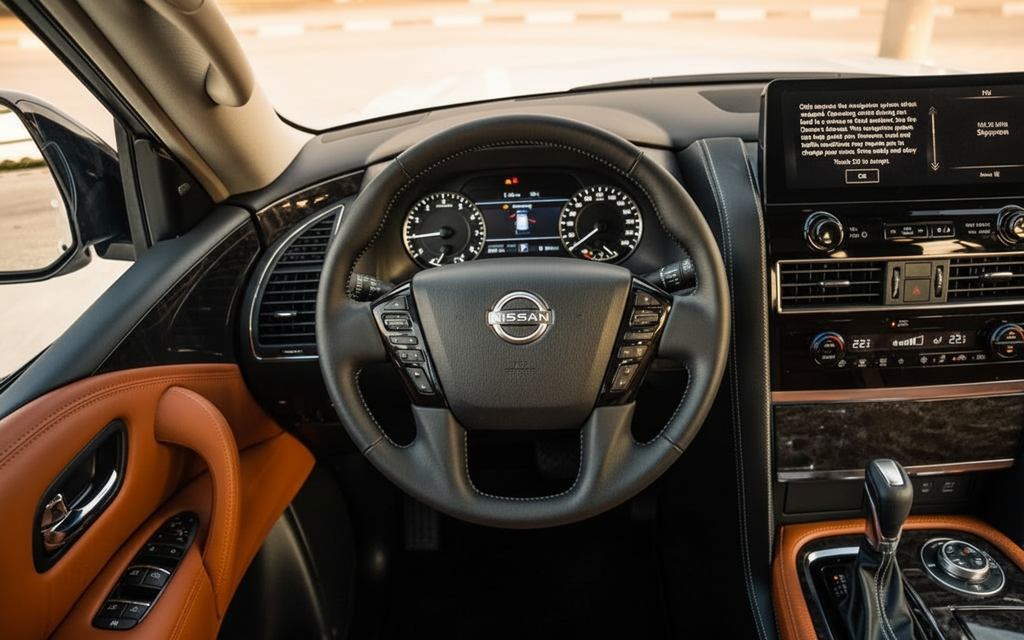 Nissan Patrol 2024 interior view showing trim – rental in Dubai