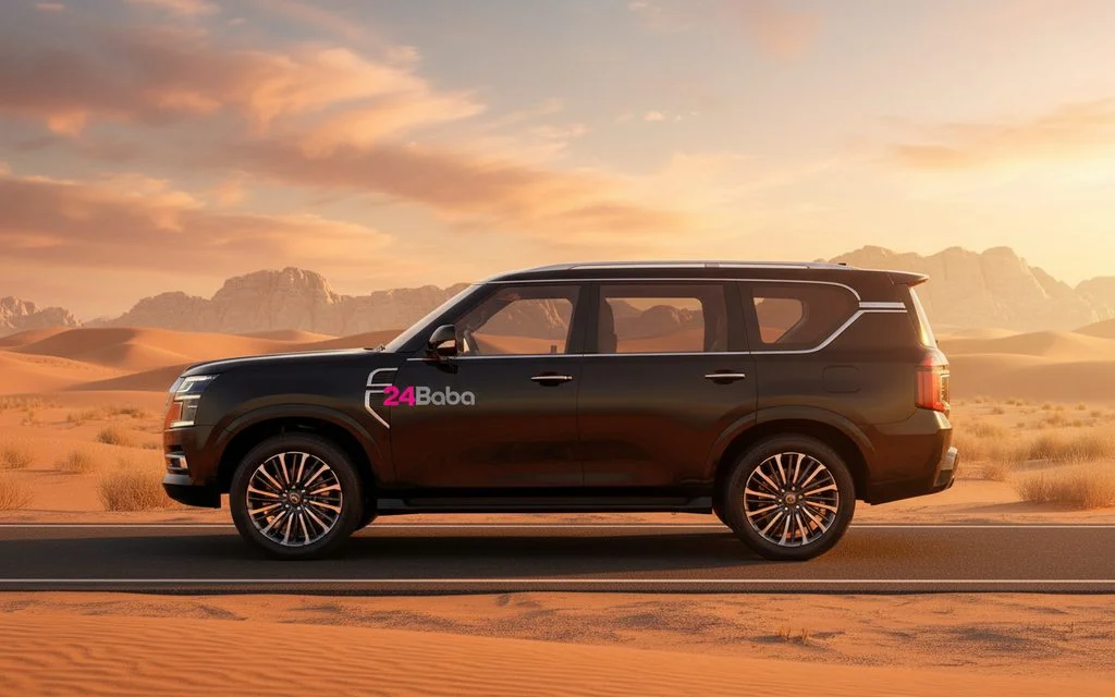 Nissan Patrol 2025 Black side profile – rental in Dubai