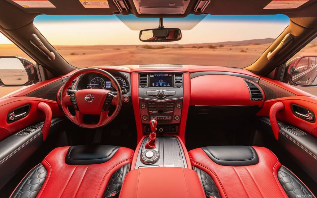 Nissan Patrol 2025 interior view showing trim – rental in Dubai