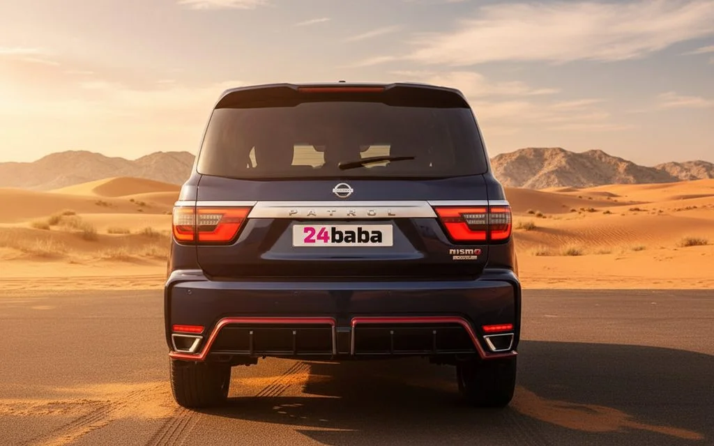 Nissan Patrol 2025 Blue rear view showing taillights – rental in Dubai