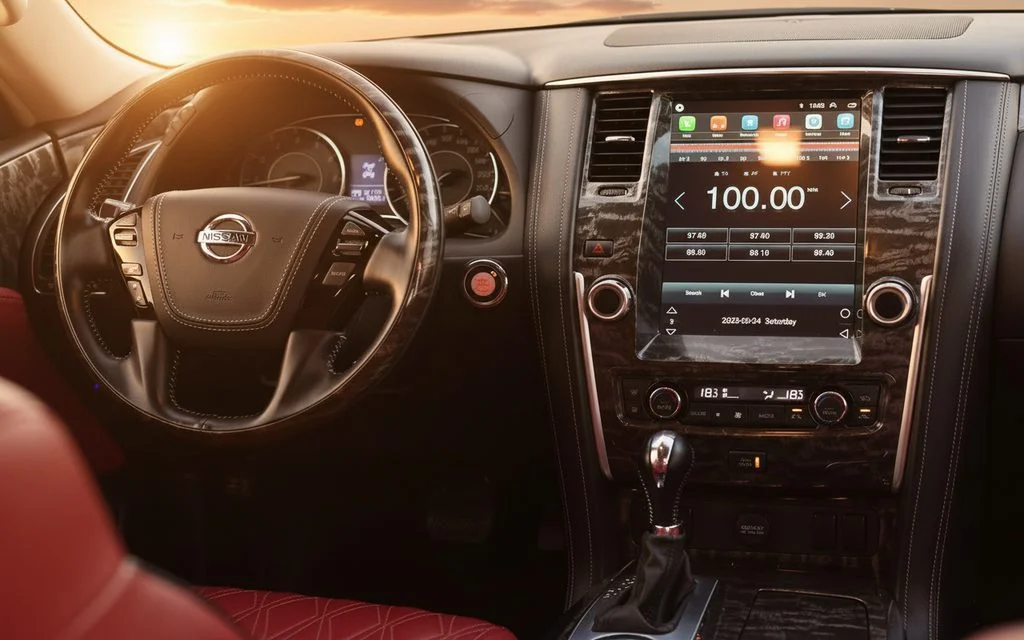 Nissan Patrol 2021 dashboard and infotainment – rental in Dubai