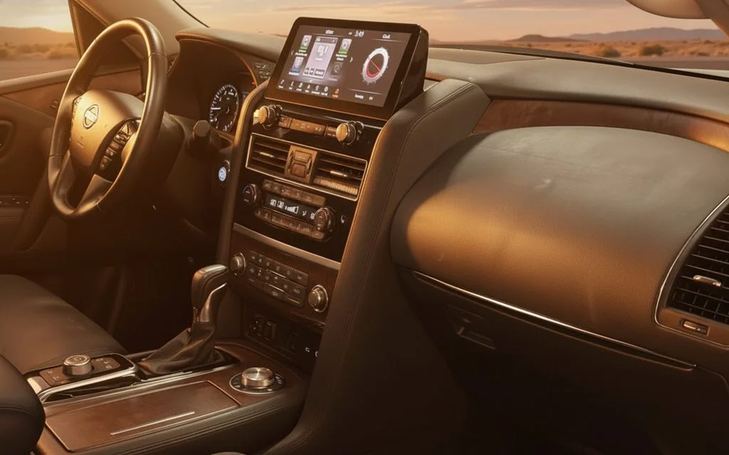 Nissan Patrol 2023 dashboard and infotainment – rental in Dubai