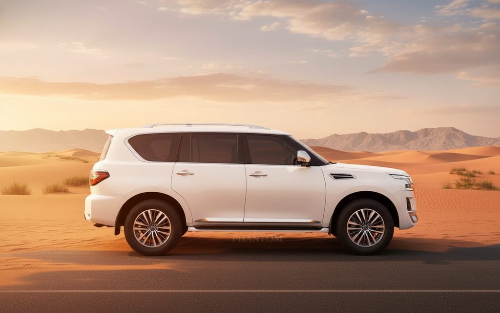 Nissan Patrol 2020 White side profile – rental in Dubai