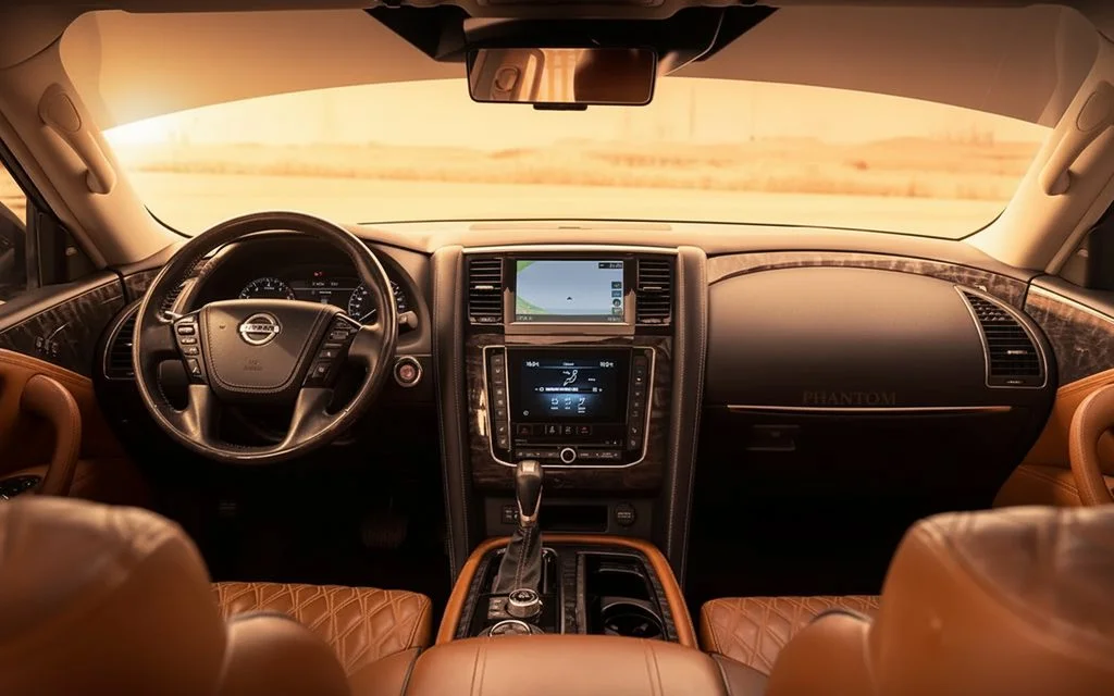 Nissan Patrol 2020 interior view showing trim – rental in Dubai