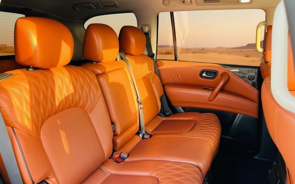 Nissan Patrol 2021 leather seats and cabin – rental in Dubai
