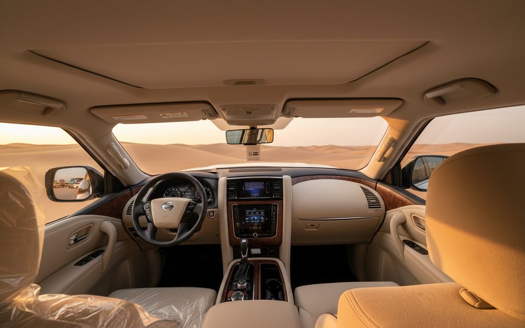 Nissan Patrol 2022 interior view showing trim – rental in Dubai