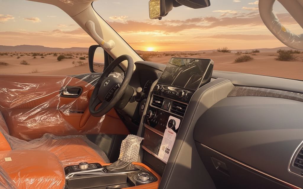 Nissan Patrol 2022 interior view showing trim – rental in Dubai