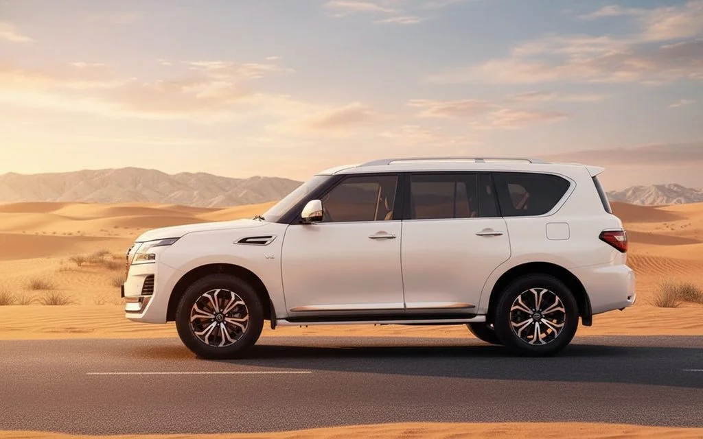 Nissan Patrol 2022 White side profile – rental in Dubai