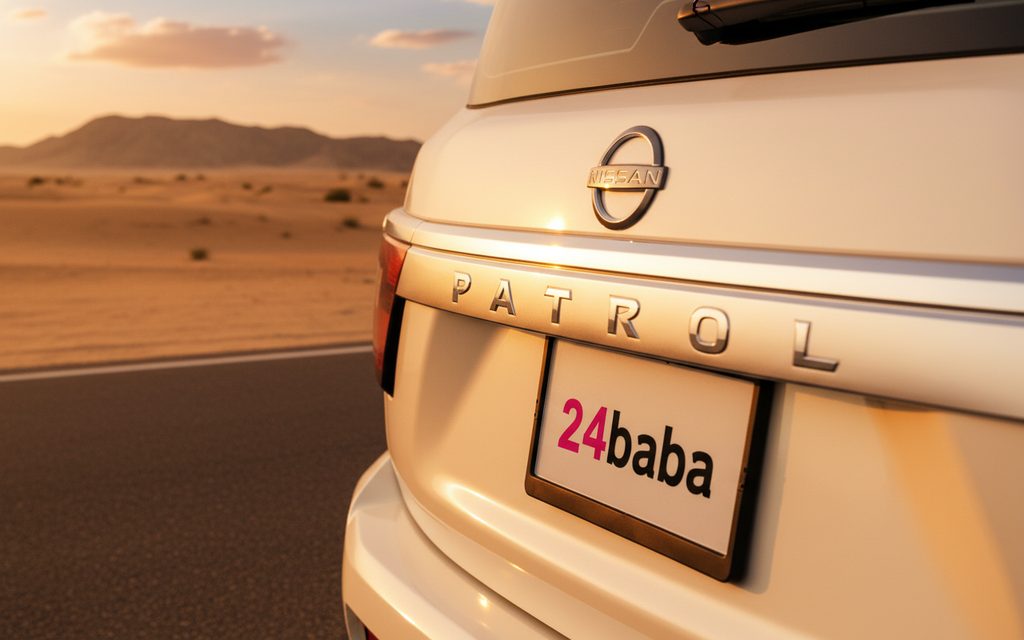 Nissan Patrol 2023 White rear view showing taillights – rental in Dubai