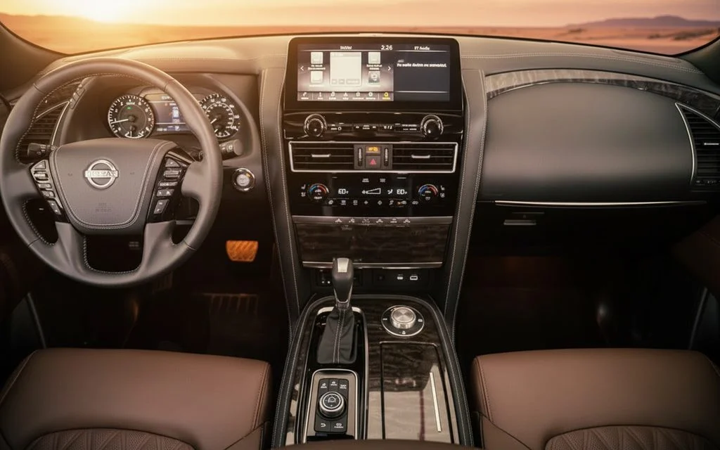 Nissan Patrol 2024 interior view showing trim – rental in Dubai