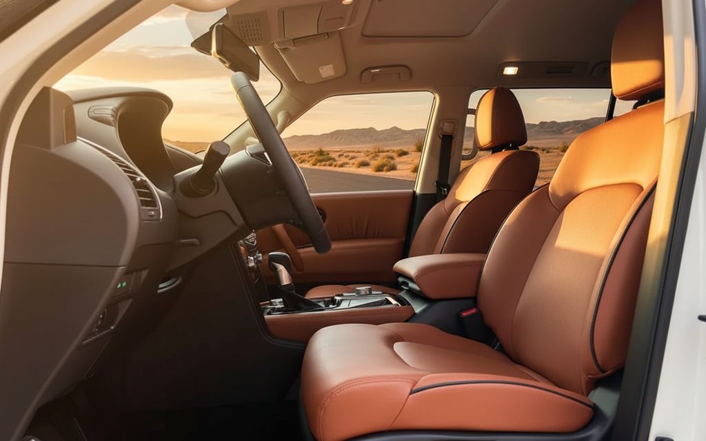 Nissan Patrol 2024 interior view showing trim – rental in Dubai
